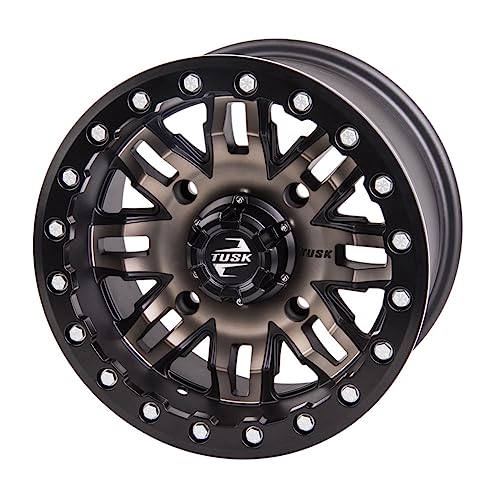 4/137 Tusk Teton Beadlock Wheel 14x7 5.0 + 2.0 Smoke/Black For Can-Am Maverick X3 DS Turbo 64 Inch 2021-2025