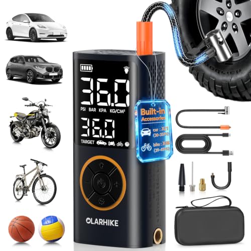 OlarHike Tire Inflator Portable Air Compressor,Built-in Short Hose