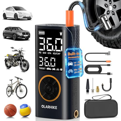 OlarHike Tire Inflator Portable Air Compressor,Built-in Short Hose