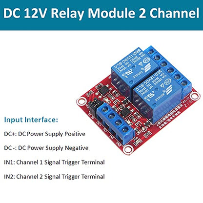 4pcs DC 12V Relay Module 2 Channel Relay Board with Optocoupler Support High or Low Level Trigger - size: 2 Channel - 12V