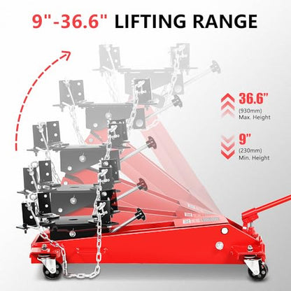 DNA Motoring Hydraulic Transmission Jack, 1.5 Ton Heavy Duty Roll Under Service/Floor Jack, 9.1-36.6 in Height Range,TOOLS-00321 - style: 1.5 Ton
