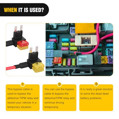 Nilight Fuse Adapter TIPM Bypass 20A 14AWG for 2007-2016 Chrysler/Dodge Ram - color: 2Pcs Mini TIPM Bypass Cable
