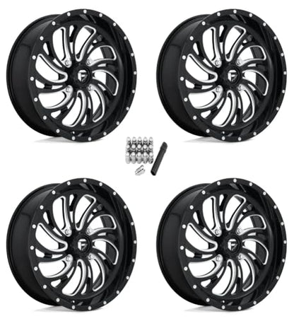 Fuel Kompressor Gloss Black Milled 20x7 ATV/UTV Wheels/Rims Polaris Polaris Sportsman XP 550/850/1000 (Full Set)