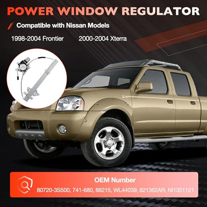 741-680 Front Right Passenger Side Power Window Regulator & Motor Assembly - size: 741-680