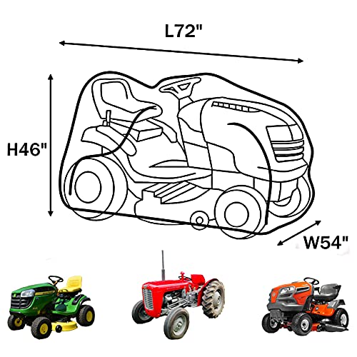 Szblnsm Riding Lawn Mower Cover, Waterproof Tractor Cover Fits Decks up to 54", Heavy Duty 420D Polyester Oxford, Covers Against Water, UV, Dust, Dirt, Wind for Outdoor Lawn Mower Storage