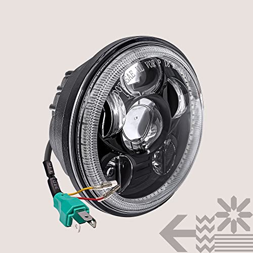 TRUE MODS 5.75 Inch LED Headlight for Harley Davidson Halo DRL Round - color: Black, size: HALO