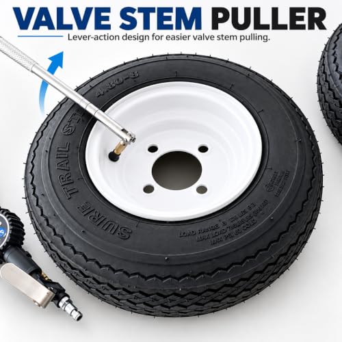 Valve Stem and Core Removal Replacement Tool Kit,Valve Stem Installation Tool Without Removing Tire,Snap Fix Mate Valve Stem with 5 TR413/TR414 for Cars Motorcycles Lawn Mowers ATVs