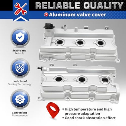 Aluminum Valve Cover Compatible with Pathfinder Frontier NV1500 NV2500 4.0L - color: Silver