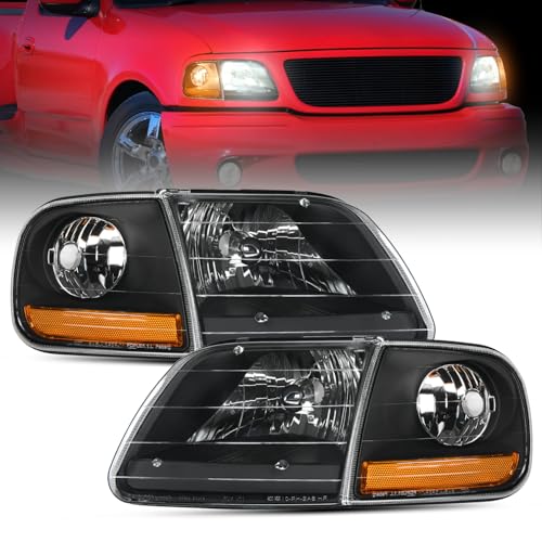 Nilight Headlight Assembly Compatible with Ford F-150 Expedition 1997-2003 - color: Black Housing + Amber Reflector, size: 1997-2003 F150