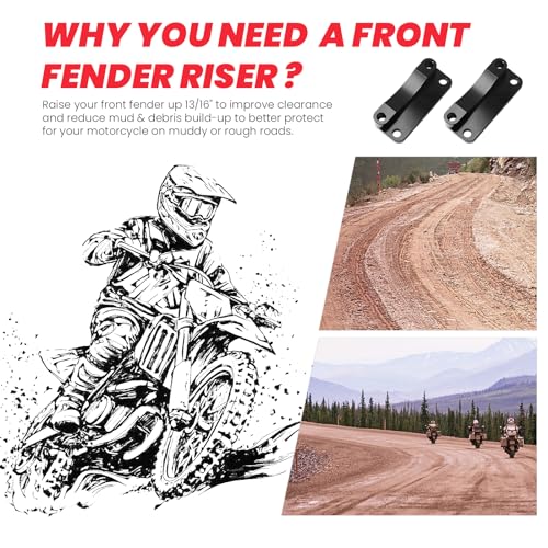 Front Fender Risers 20mm Relocator Spacer Fender Bracket Lift Mount Kit Fit Harley 1993-2013 Touring Model 21" Wheel Models 3 inch Hole Center Black - color: Black