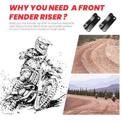 Front Fender Risers 20mm Relocator Spacer Fender Bracket Lift Mount Kit Fit Harley 1993-2013 Touring Model 21" Wheel Models 3 inch Hole Center Black - color: Black