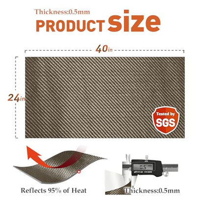 Adhesive Heat Shield Wrap for Automotive, 40 x 24 in, Brown - size: 24" x 40" x 0.02"