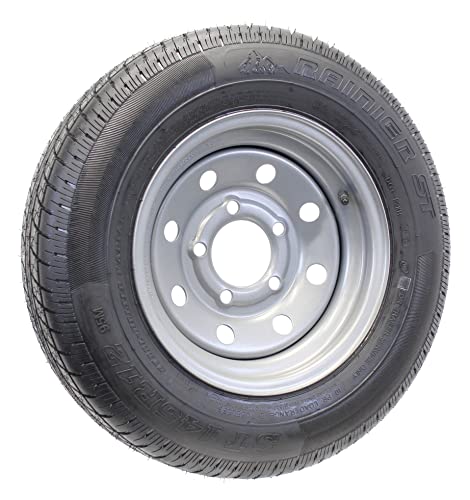 eCustomrim 2-Pack Radial Trailer Tire Rim Assembly ST145/R12 Silver 5 Lug