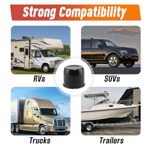 2 Pack 4.25" Push Through Trailer Wheel Center Caps & Lug Nuts - color: Matte Black