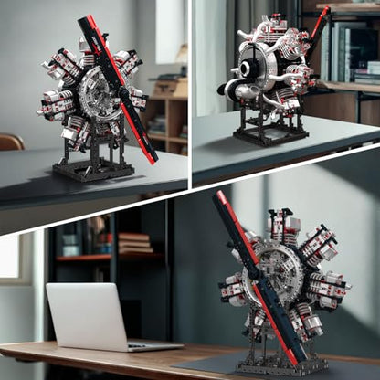Mould King 10233 Radial Aviation Engine Building Blocks Sets, Engine Model kit That Run, Build Your Own STEM Model Engine, Engine Building Engineering Toys (3089+PCS) - style: 10233 Engine Model