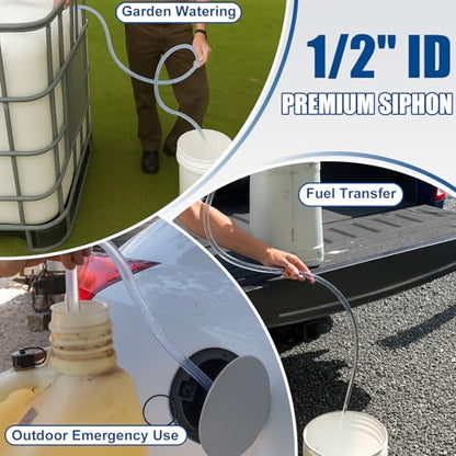 Wadoy Gas Siphon Hose Pump, Shaker Siphon for Gasoline, 1/2" Valve, 2 Pack - size: 2 Pack 6FT