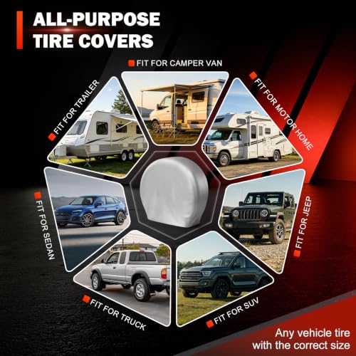 Explore Land Tire Covers 4 Pack Fit Tire Diameters 26-28.75 inch, Silver - size: M (Fits Tire Diameters 26''-28.75''), style: Silver - 4 Pack
