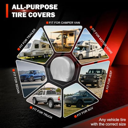 Explore Land Tire Covers 4 Pack Fit Tire Diameters 26-28.75 inch, Silver - size: M (Fits Tire Diameters 26''-28.75''), style: Silver - 4 Pack