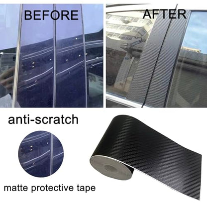 Carbon Fiber Vinyl Tape for Black Out Chrome Delete Window Trim with Tool Kit, Black Vinyl Wrap Tape Roll, Self-Adhesive Car Chrome Door Trim Delete Tape DIY Film (3 inches x 30 feet) - size: 3 inches x 30 feet