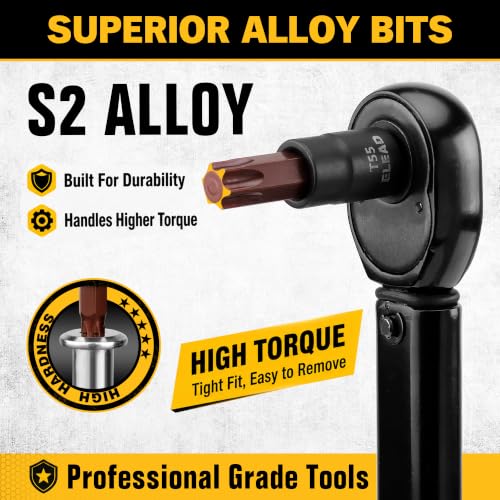 31-Piece Torx Bit Socket Set: Premium CR-V & S2 Alloy Steel, Star T8-T70 & E-Torx E4-E24, High Torque Laser Marked for Automotive Mechanic - color: 31-piece Black