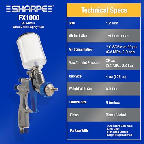 Graco-Sharpe 289221 Mini-HVLP FX1000 Paint Spray Gun, 1.2 mm - size: 1.2 mm