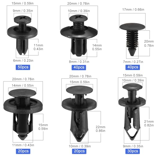 Uolor 265PCS Car Bumper Retainer Clips Plastic Rivets Auto Fasteners Push Retainer Kit Most Popular Sizes Auto Push Pin Rivets Set -Door Trim Panel Fender Clips for GM Ford Toyota Honda Chrysler
