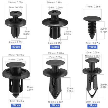 Uolor 265PCS Car Bumper Retainer Clips Plastic Rivets Auto Fasteners Push Retainer Kit Most Popular Sizes Auto Push Pin Rivets Set -Door Trim Panel Fender Clips for GM Ford Toyota Honda Chrysler