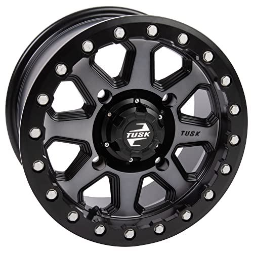 TUSK 4/156 Uinta Beadlock Wheel 14x7 5.0 + 2.0 Gunmetal/Black Compatible with POLARIS RZR Trail/XP/ProXP/General/Ranger KAWASAKI KRX/Ridge/Mule Pro YAMAHA RMAX/YXZ