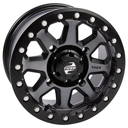 TUSK 4/156 Uinta Beadlock Wheel 14x7 5.0 + 2.0 Gunmetal/Black Compatible with POLARIS RZR Trail/XP/ProXP/General/Ranger KAWASAKI KRX/Ridge/Mule Pro YAMAHA RMAX/YXZ