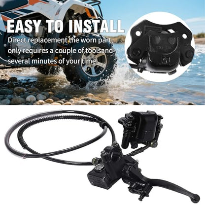 Hoypeyfiy Rear Hand Hydraulic Disc Brake Master Cylinder Caliper Assembly with Brake Pads for Chinese ATV Quad Replacement for TaoTao Buyang Coolsport Kazuma Go-Kart Sunl 50cc 70cc 90cc 110cc 125cc