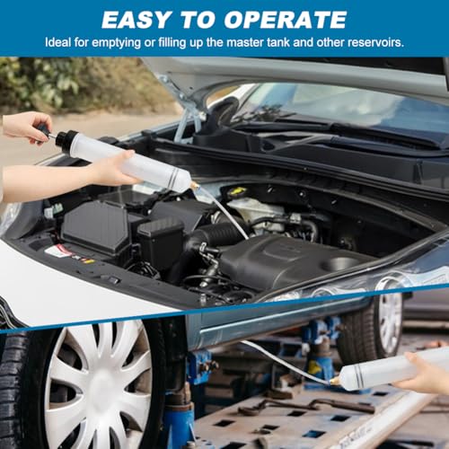 Manual Oil Extractor Pump Fluid Transfer with 23.6 inch Rubber Hose for Automotive Fuel Brake Fluid Suction (200 CC)