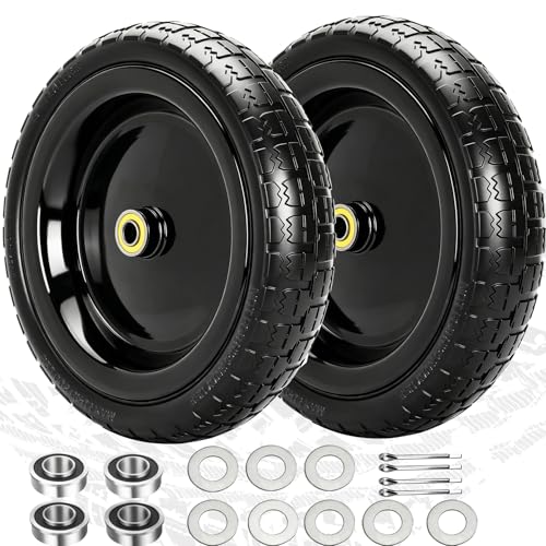 13" Flat Free Wheels Replacement for GOR Garden Cart Tires - color: Black