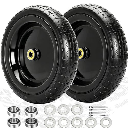 13" Flat Free Wheels Replacement for GOR Garden Cart Tires - color: Black