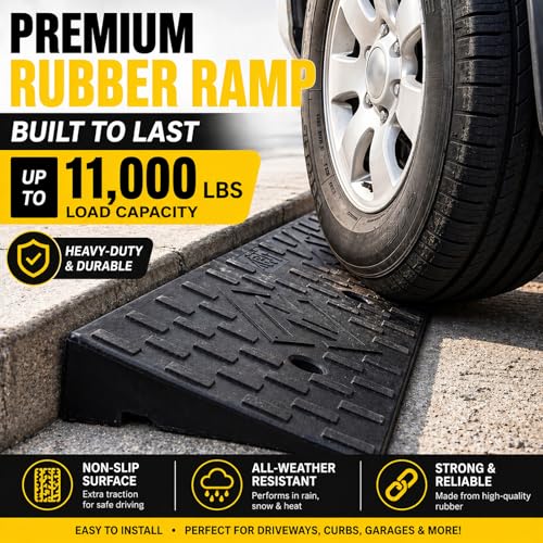 2 Pack 4'' Rise Rubber Curb Ramp,Heavy Duty, 11000lbs Capacity - size: 4" H