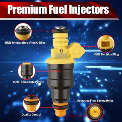 Set of 8 Fuel Injectors 0280150943 2450226 0280150561 Replacement - size: 0280150943