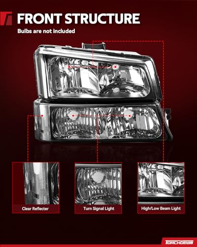 Torchbeam Headlight Assembly, Replacement for 2003-2006 Silverado 1500 - color: Smoke-Clear/2003-2006 Silverado