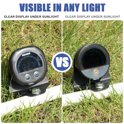COOLSCHMAX 7V-100V Battery Voltmeter Sunlight Readable, IPX7 Waterproof - color: Blck
