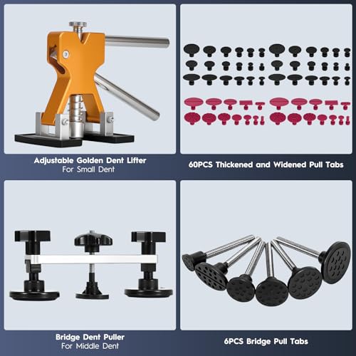Car Dent Puller Kit, Paintless Car Dent Repair Kit with Lifter, 2 in 1 Slide Hammer & Suction Cup, Dent Puller Kit Auto Body Dent Remove Tool for Auto Body Dents, Hail Damage, Door Dings