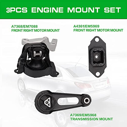 Engine Motor Mounts Compatible with 2012-2019 Nissan Versa/Versa Note 1.6L - size: 2012-2019 Nissan Versa 1.6L