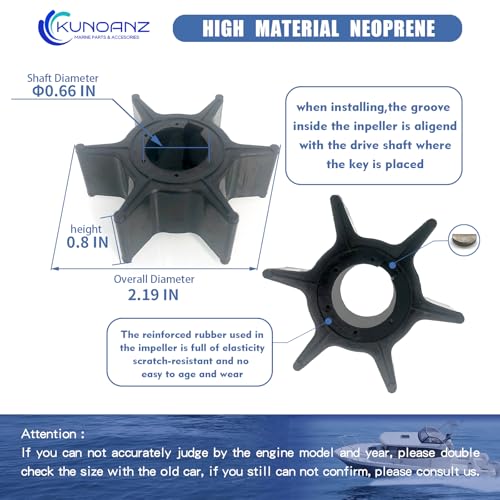06192-ZV7-000 Water Pump Impeller Kit for Honda 25 30 HP 4 Stroke - size: BF25/30