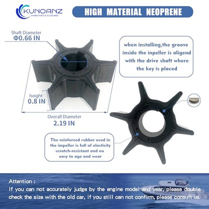 06192-ZV7-000 Water Pump Impeller Kit for Honda 25 30 HP 4 Stroke - size: BF25/30