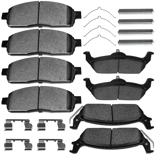 Brake Pads Front and Rear Compatible with 2004-2008 Ford F-150, 2006-2008 Lincoln Mark LT Automotive Replacement Brake Pads Semi-Metallic D1083-7915 D1012-7916 - style: D1083 & D1012