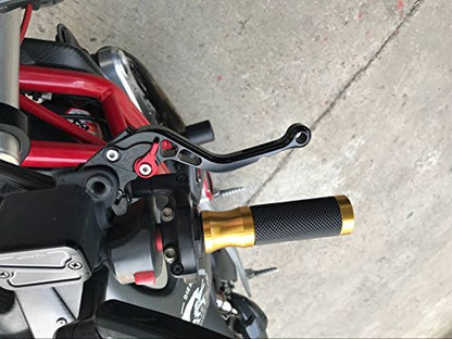 FXCNC Adjustable Brake Clutch levers fit for Raptor YFM350 02-04,Banshee 350 02-06, Blaster YFS200 04-06,Raptor YFM660 01-06,YZ125/250 94-95,TTR125L/LE/LW 00-16 - color: Blue Lever with Red Adjuster