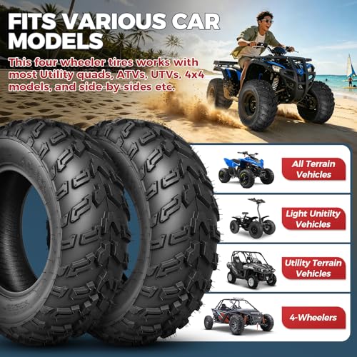PROPARTS Set of 2 22x7-11 ATV UTV Tires 22x7x11 6PR Off-road Quad Tires Compatible with Honda Recon 250 Suzuki Ozark 250 All Terrain Tire, Tubeless - size: 22x7-11