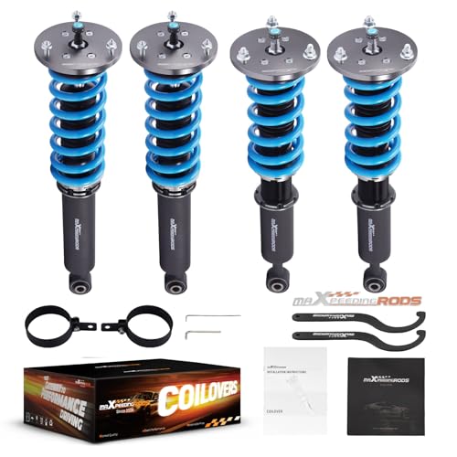 maXpeedingrods Coilover for Lexus LS400 UCF20 1995-2000, 24 Levels Damper Adjustable Shock Absorber Struts, Height Adjustable T6 Upgraded Suspension Lowering Kits Blue
