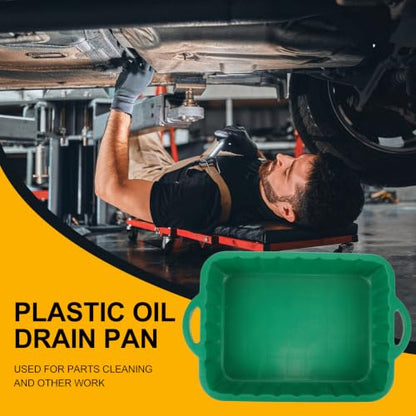 Veemoon 2.38 Gallon (9L) Oil Drain Pan, Plastic Anti-Splash Drain Container with Handle, Heavy Duty Leakproof Oil Change Drip Catcher Transmission Coolant Fluid Collector for Garage DIY Mechanics