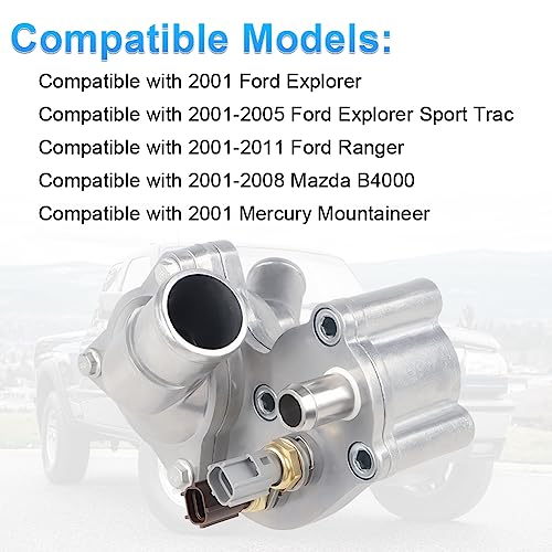 4L5E8A586AB Aluminum Thermostat Housing Compatible with 01-05 Ford Explorer - size: SK121093