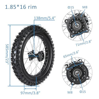 19"/16" Wheel Complete Upgrade Set 70/100-19 & 90/100-16 Dirt Bike Tire Wheels - Front and Rear Tires, Rims, Tubes & 420 53T Sprocket Rotors for Dirt Pit Bike Offroad Apollo 125cc 150cc 200cc