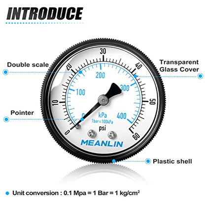 MEANLIN 1/4" NPT 0-60Psi Swimming Pool Water Pressure Gauge - color: 1/4"NPT Back Mount, size: 0-60Psi/0-4BAR/KIT