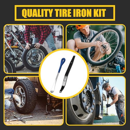 3 Pcs Tire Iron Kit Include 2 Pcs 10" Motorcycle Tire Spoons and a 15" Arc Levers Changing Repair Removal Tools for Dirt Bike Motorcycle ATV